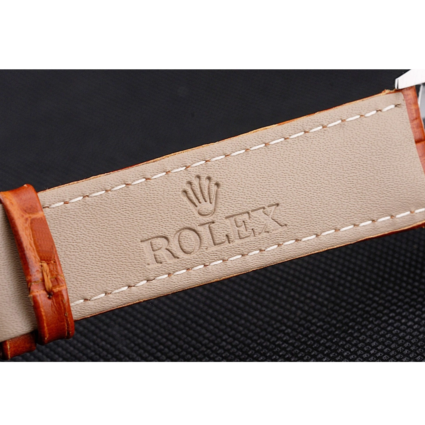Aaa replica Case Blue Light Strap Datejust Swiss Dial Rolex Brown Leather Steel Stainless 0814